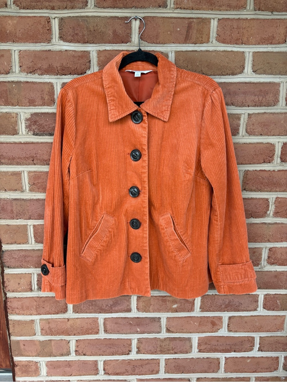 Women's Burnt Orange Wide Corduroy Button Jacket
